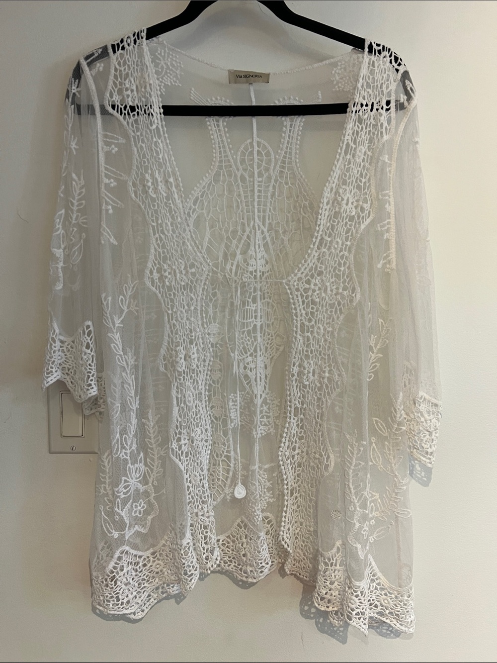 Sheer White Embroidered Swim Coverup